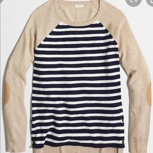 J. Crew side-button elbow-patch sweater in stripe